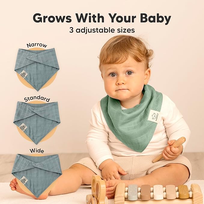 8-Pack Muslin Baby Bibs for Boys, Girls - Image 4