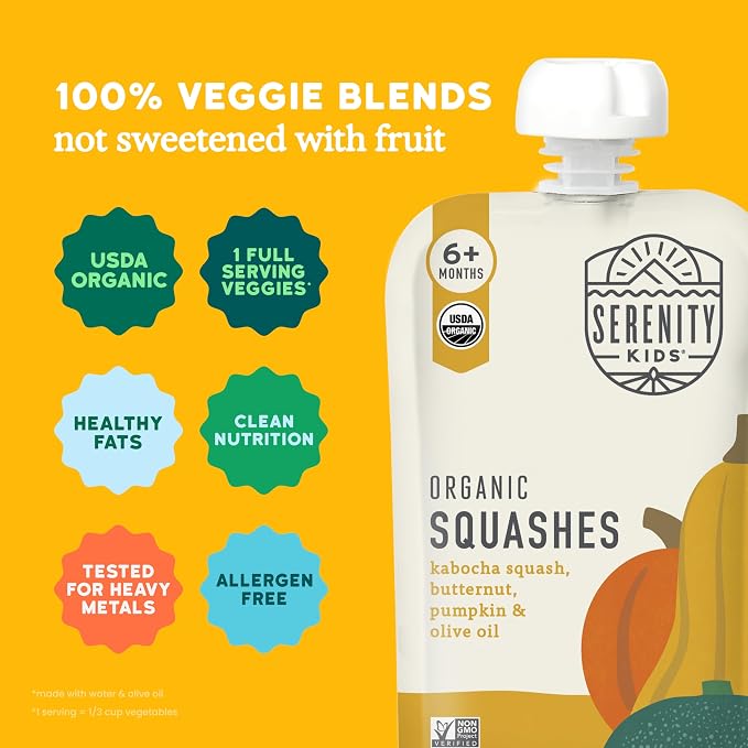 Serenity Kids 6+ Months Squash Veggie Baby Food Puree Pouches - Image 4