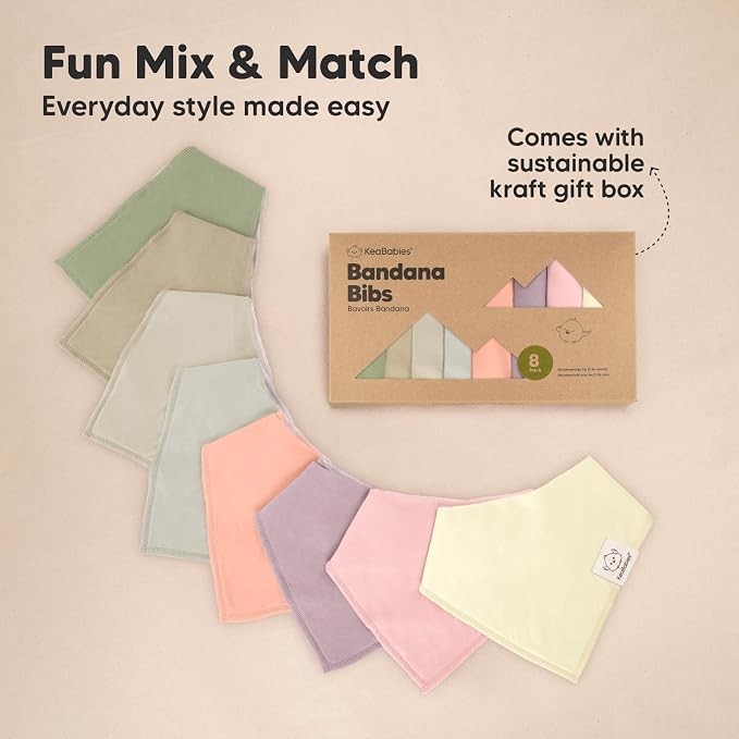 8-Pack Organic Baby Bandana Bibs - Image 9