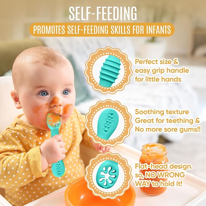 4pc Silicone Baby Spoons Self Feeding Baby Utensils 6-12 Months - Image 5