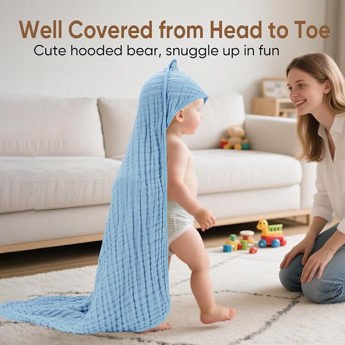 Muslin Baby Towels 100% Cotton ，Super Soft Muslin Baby Bath Towel - Image 2