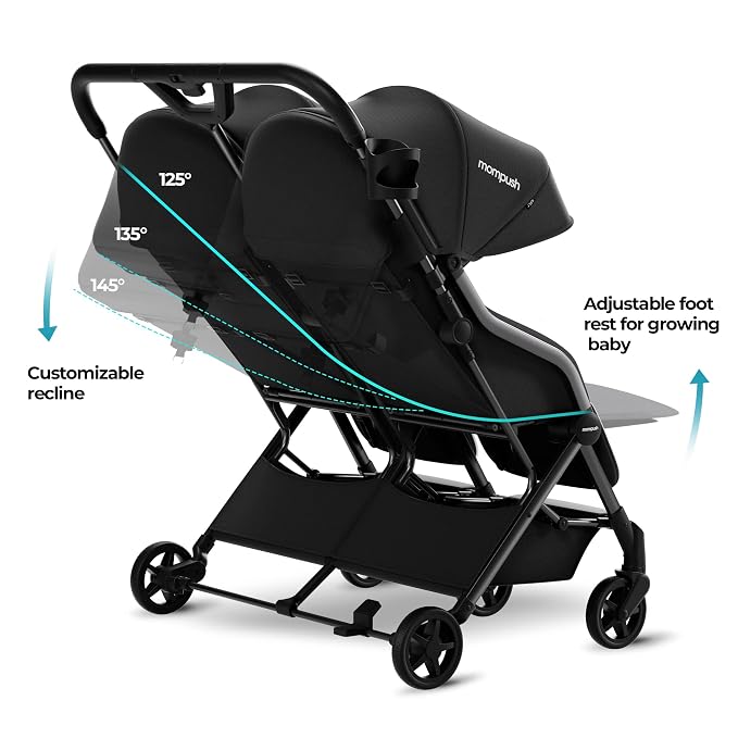 Mompush Lithe Double Stroller, Lightweight Side by Side Stroller - Image 3