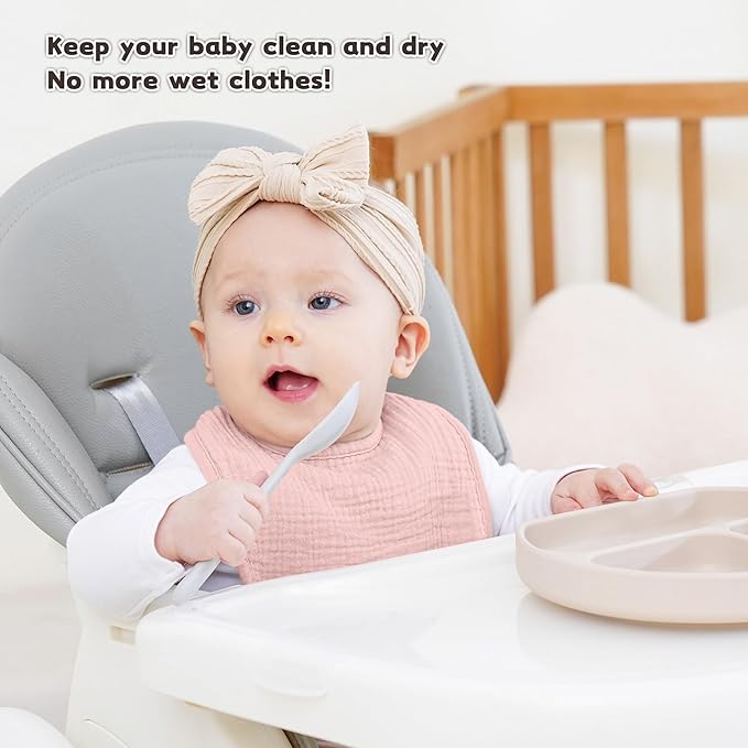 Susurration Muslin Baby Drool Bibs 10Pack Soft Square Adjustable Bandana Bibs - Image 2