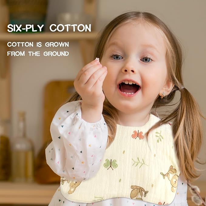 Baby Bibs Muslin Bibs for Baby Girl Boy for Drooling and Teething 10 Pack - Image 4