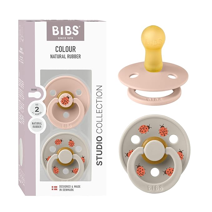 BIBS Studio Soother 2-Pack, BPA Free Dummy Pacifier, Round Nipple. Natural by BIBS