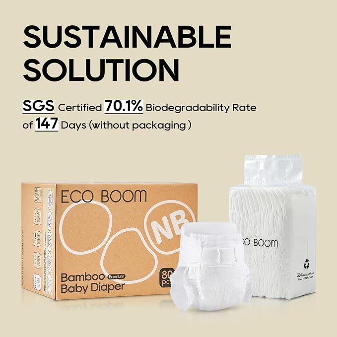 ECO BOOM Diapers, Viscose from Bamboo Diapers, Natural Soft Disposable Nappies - Image 2