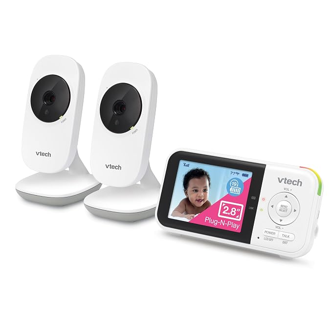 VTech VM819-2 Baby Monitor, 2.8” Screen, 2 Cameras, 1000ft Range, Night Vision by VTechBabyMonitors