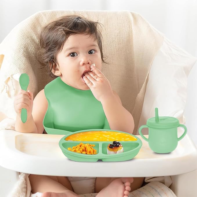 100% Silicone Baby Feeding Set, BPA Free Baby Dishes Set - Image 2
