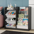 Black Kids Wood Bookshelf Toy Storage Box Organizer Shelf W/4 Removable Plastic by HedoAjim