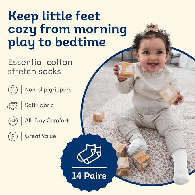 Fruit of the Loom Baby 14-Pack Grow & Fit Flex Zones Cotton Stretch Socks - Image 2