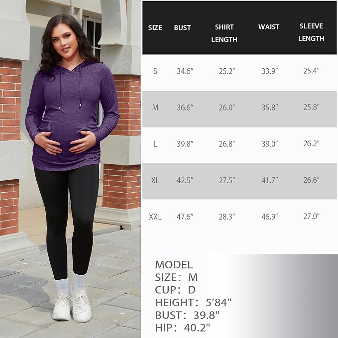 GINKANA Maternity Hoodie Long Sleeves Shirts Casual Maternity Top Pregnancy - Image 7