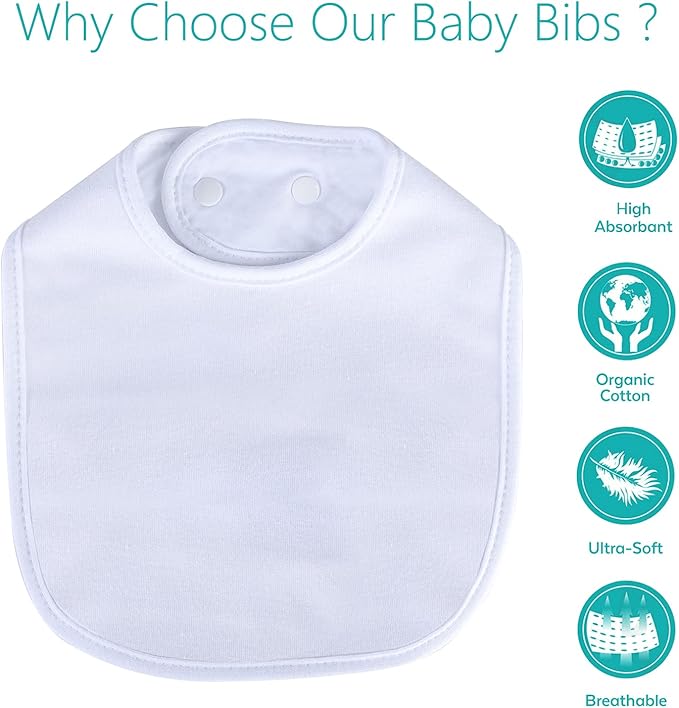 Hakochia Waterproof Baby Bibs Organic Cotton Super Soft and Absorbent - Image 2