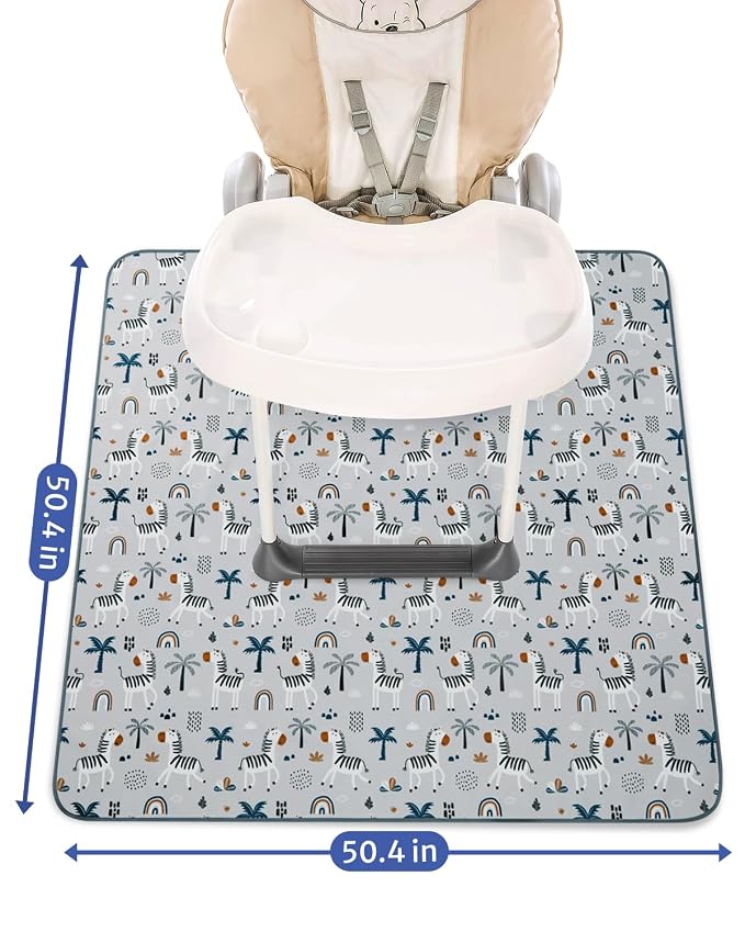 Blissful Diary Baby Splat Mat for Under High Chair, 50.4 x 50.4 Inch Wipeable - Image 3