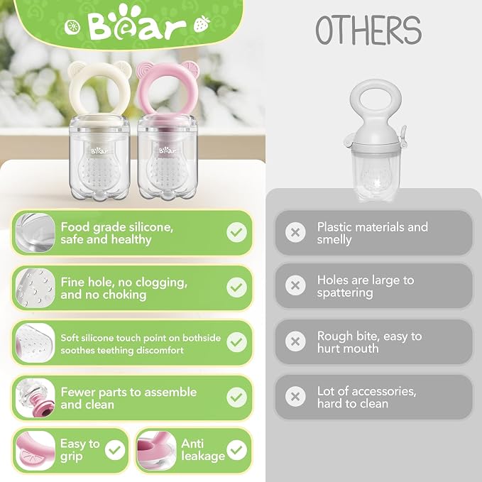 Bear Baby Fruit Food Feeder & Mini Freezer Nibble Tray Combo, 2 Pack Breastmilk - Image 9