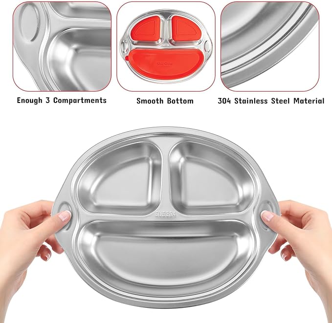 Mrs. Chou® Stainless Steel Baby Suction Plates: Divided Plates - Image 5