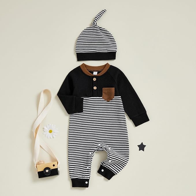 Kuriozud Newborn Infant Unisex Baby Boy Girl Clothes Button Romper Jumpsuit - Image 4