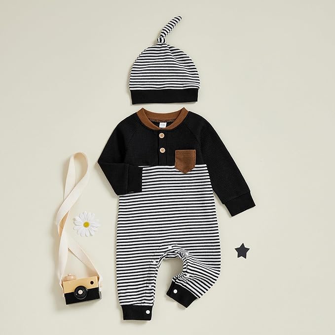Kuriozud Newborn Infant Unisex Baby Boy Girl Clothes Button Romper Jumpsuit - Image 4