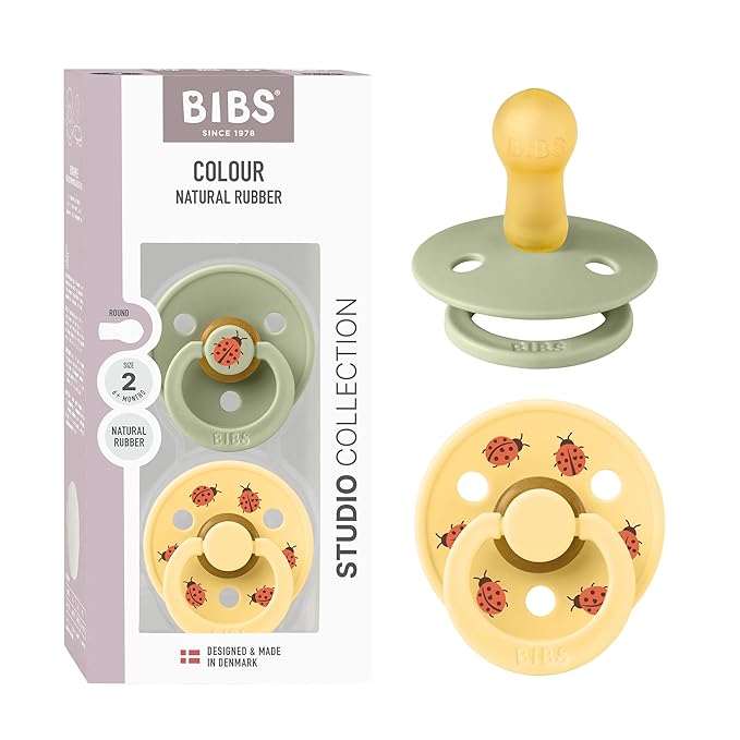 BIBS Studio Soother 2-Pack, BPA Free Dummy Pacifier, Round Nipple. Natural by BIBS