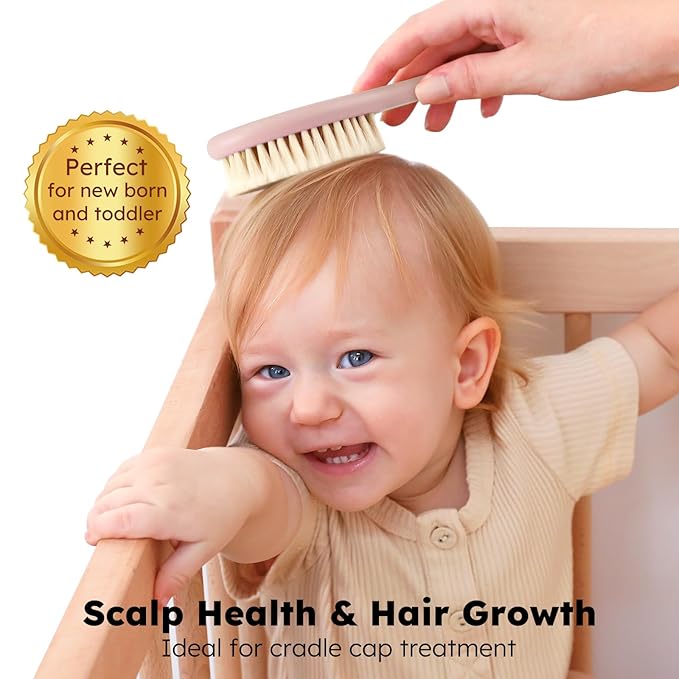 Yoofoss 4 Piece Baby Hair Brush and Comb Set，Wooden Baby Hair Brush - Image 3