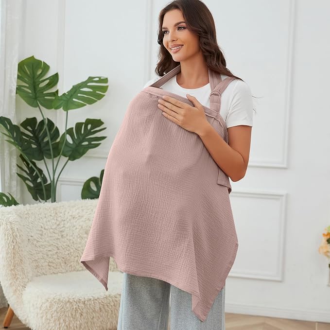 Muslin Nursing Cover for Baby Breastfeeding, Breathable 100% Cotton - Image 3