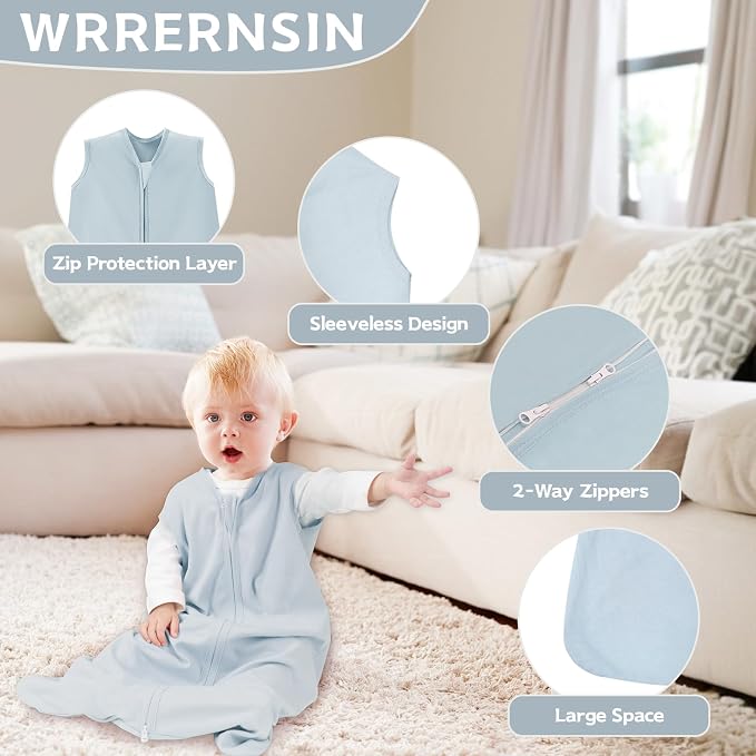 Baby Sleep Sack 0-6 Months, 100% Cotton TOG 0.5 Wearable Blanket - Image 2