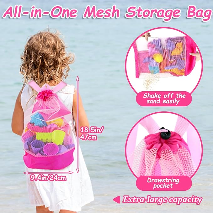 Beach Sand Toys, Mesh Backpack Bag, Ice Cream, Cake & Castle Sand Molds - Image 4