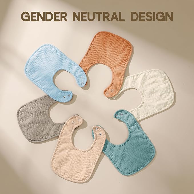 AMAWMW Muslin Baby Bibs for Unisex Boys Girls 6Pack Baby Bandana Drool Bibs - Image 6