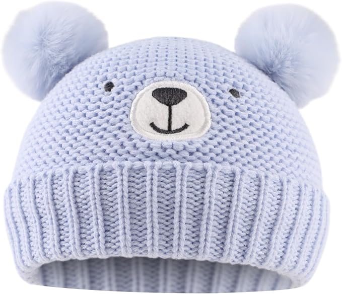 JANGANNSA Cute Bear Baby Beanie Pompom Baby Boys Hat Infant Toddler Winter by JANGANNSA