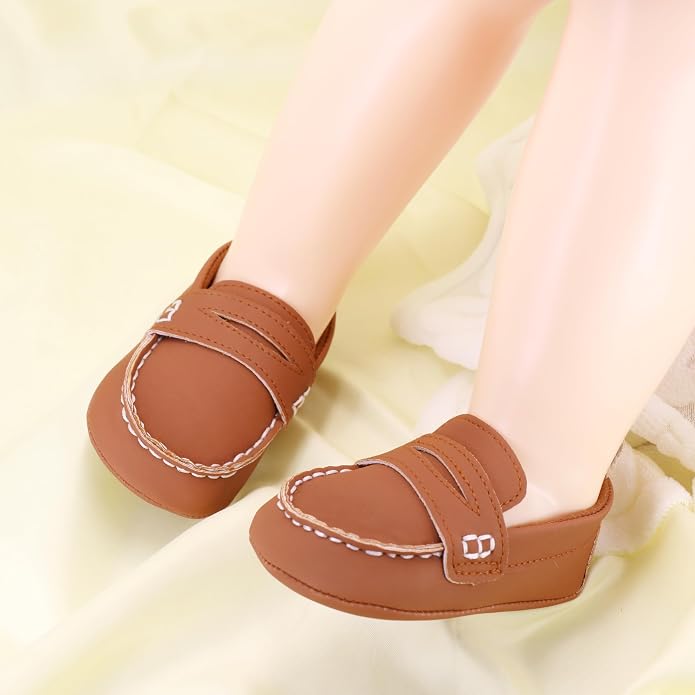 LONSOEN Baby Girls Boys Loafers Prewalker Dress Crib Shoes - Image 3
