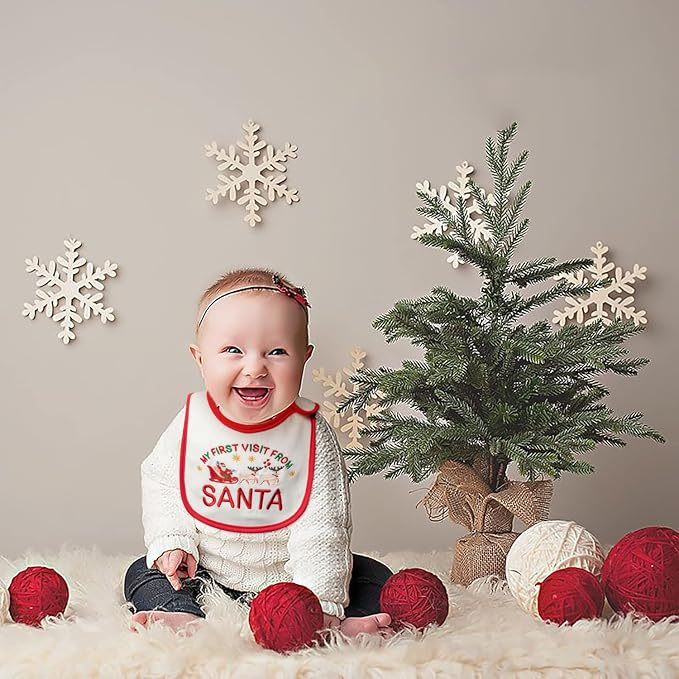 3Pcs Christmas Baby Cotton Bibs - Image 4
