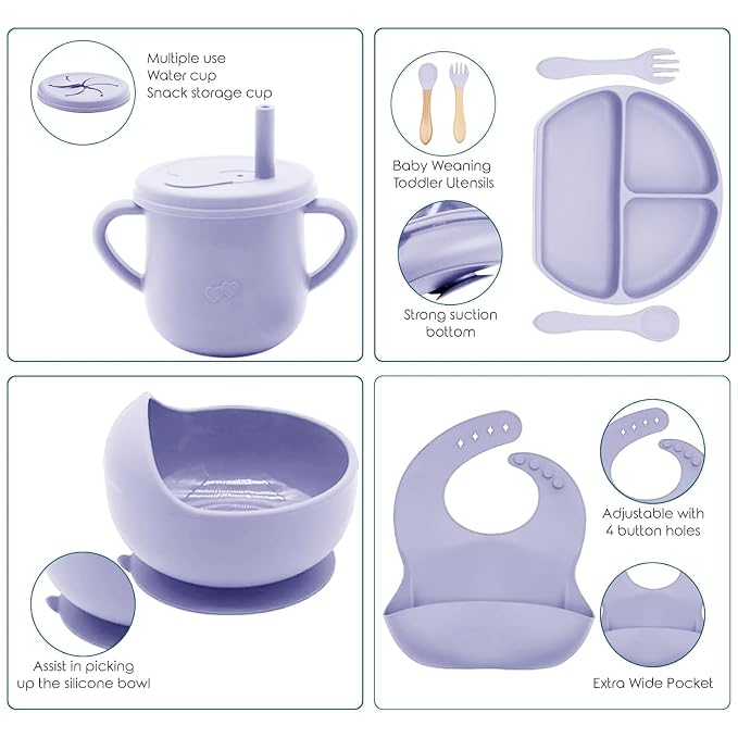 100% Silicone Baby Feeding Set, BPA Free Baby Dishes Set - Image 3