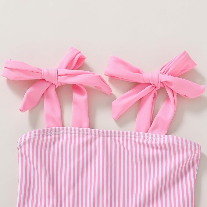 YOUNGER TREE Toddler Girls Two Pieces Swimsuit Color Block Stripe Swimwear - Image 4