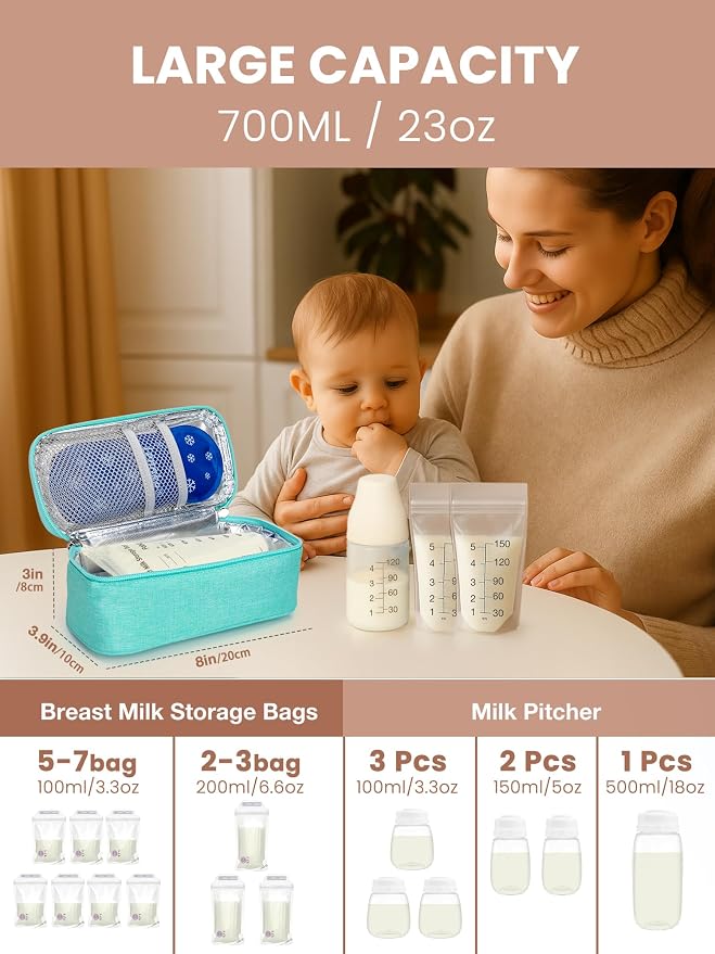 Breast Milk Cooler Travel Bag, Real-Time Temperature Display, Holds 4-6 - Image 3