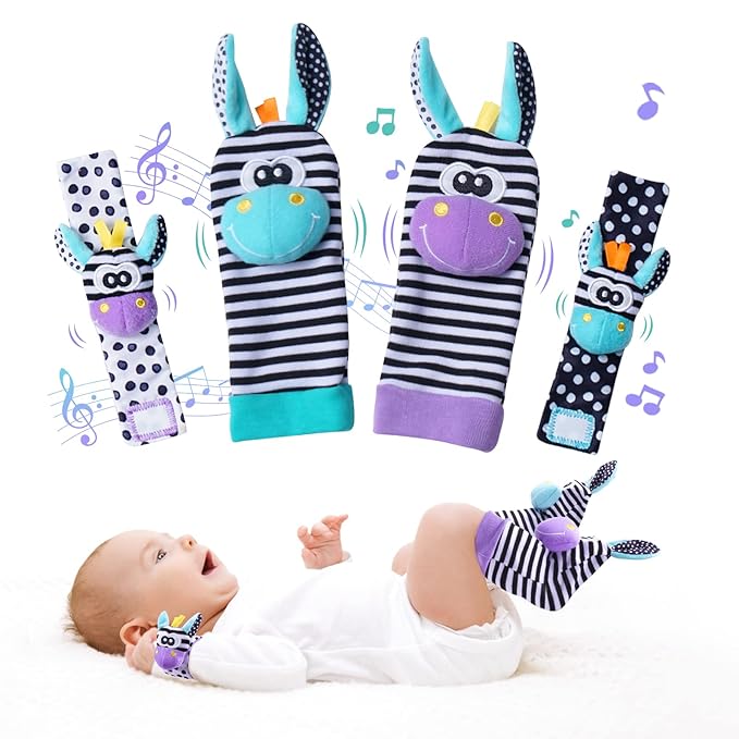 Baby Rattle 0-6 Months, Infant Rattle Socks Toys, Soft Newborn Sensory Toys by PHEZAPA