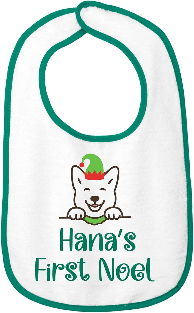 Personalized Baby Bib – Soft Cotton Terry, Cute Jindo Dog Design by SmilingJindo