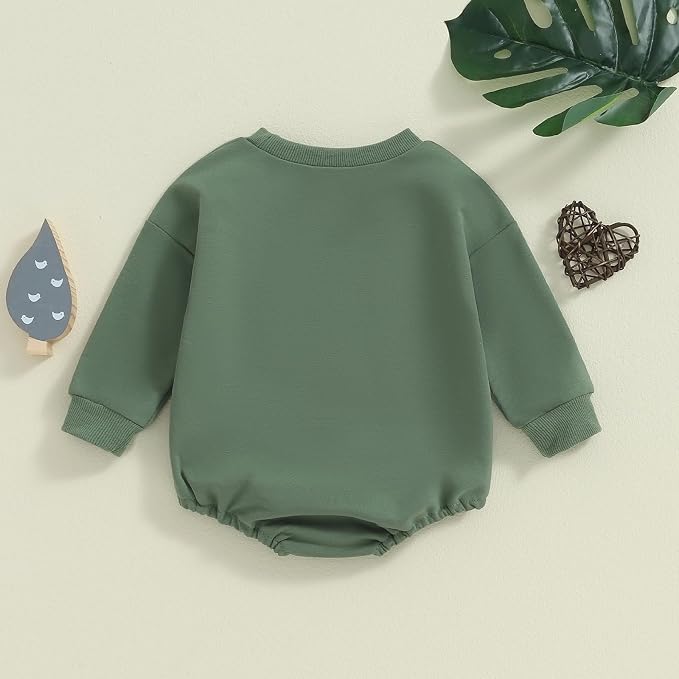 VISGOGO Newborn Infant Baby Boy Girls Oversized Romper Little Dude Sweater - Image 5