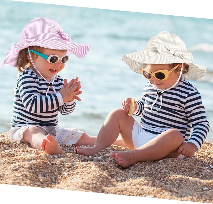 Baby Girl Sun Hat with UPF 50+ Outdoor Adjustable Beach Hat with Wide Brim - Image 6