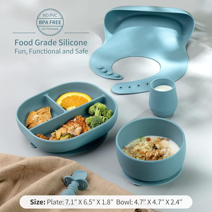 SAMiGO Silicone Baby Feeding Set, Baby Led Weaning Supplies, Suction Bowl Plate - Image 4