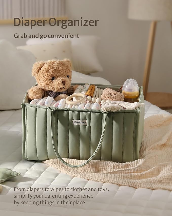 Blissful Diary Baby Diaper Caddy Organizer, Stylish Storage Basket - Image 4