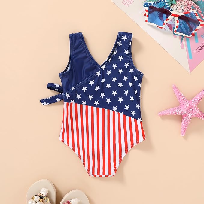 Happy Town Toddler Swimsuit Girl One Piece Bathing Suit Color Block Swimwear - Image 3