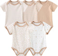 Fashion Unisex baby Boy Girl Bodysuits 5-Pack Casual Cotton Soft Infants Outfit by JELYLOVE
