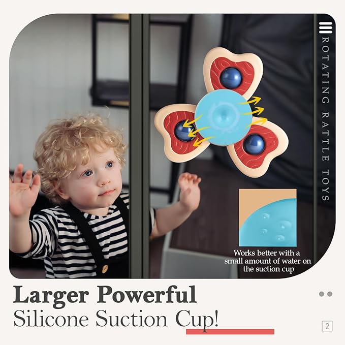 ALASOU 3PCS Suction Cup Spinner Toys - Image 2