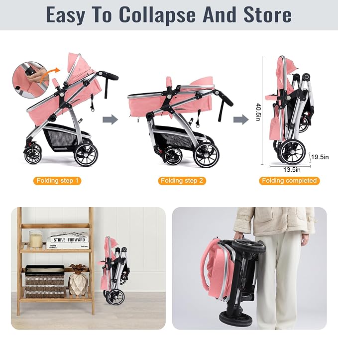 Baby Stroller, 2-in-1 Reversible Toddler Seat - Image 7