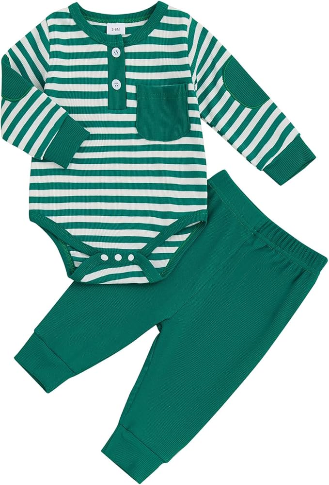 fhutpw Baby Boy Clothes 3 6 12 18 Months Ribbed Knitted Long Sleeve Romper and by fhutpw