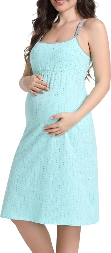 SUIEK 3-Pack Maternity Nursing Nightgown Cotton Breastfeeding Dress Pregnancy - Image 2