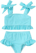 YOUNGER TREE Toddler Girls Two Pieces Swimsuit Color Block Stripe Swimwear by YOUNGERTREE