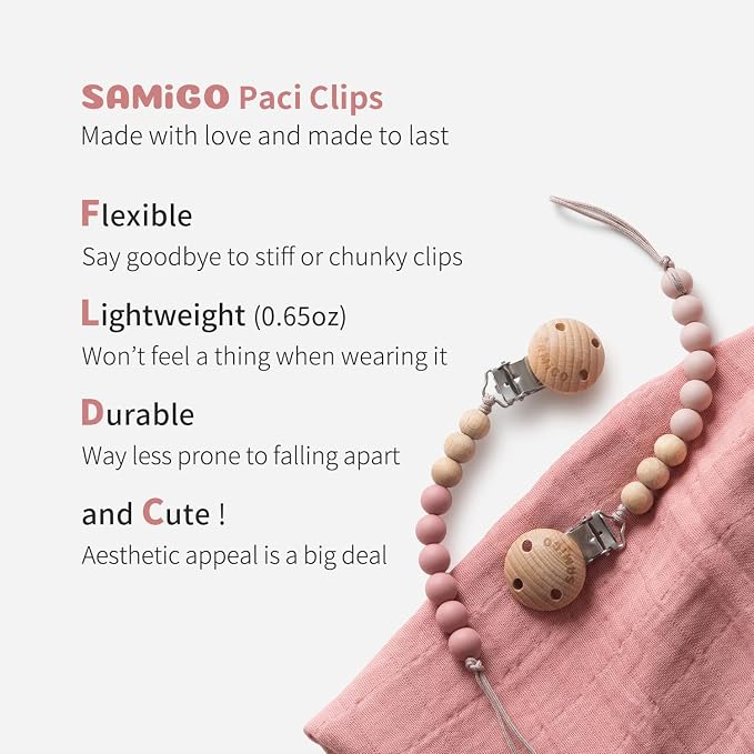 SAMiGO Pacifier Clips for Baby Girls Pacifier Holders Silicone Paci Binky Clips - Image 3