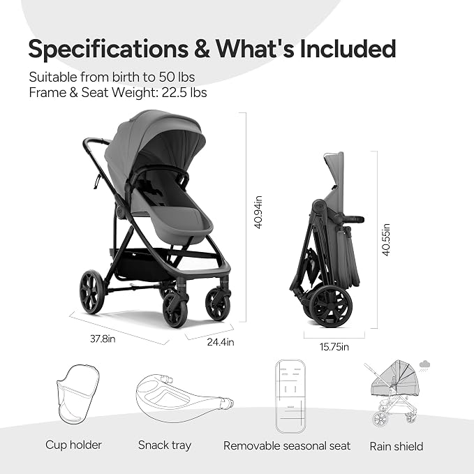 Mompush Wiz Pro 4-in-1 Baby Stroller - Image 9