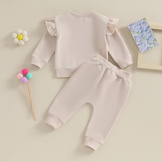 Fernvia Toddler Baby Girl Clothes 3 6 9 12 18 24 Months Fall Outfits Solid Long - Image 3