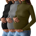 Ficerd 3 Pack Women's Maternity Shirts, Turtleneck Long Sleeve Pregnancy Tops by Ficerd